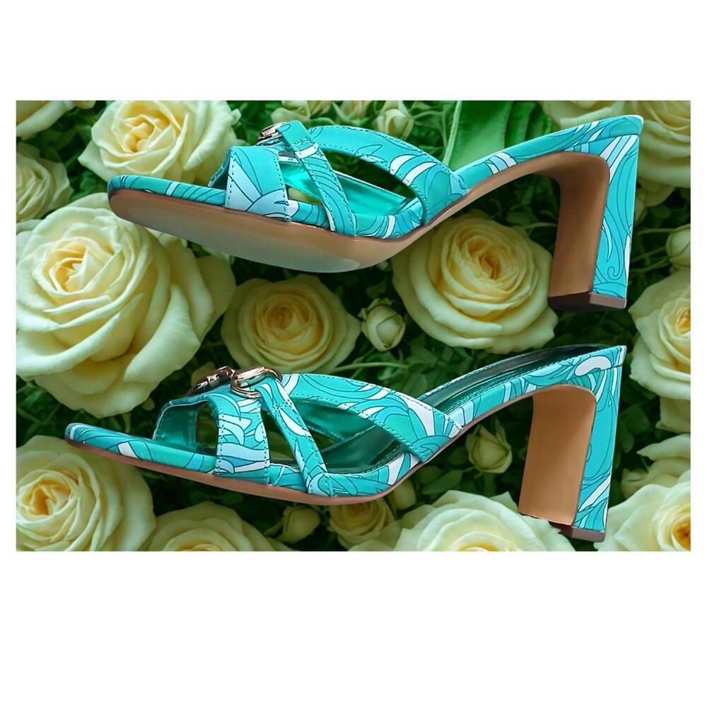 Fashion Nova Aqua Floral Heels
